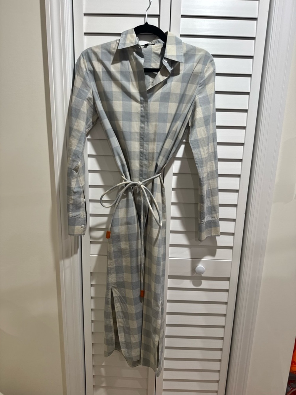Belted Theory Plaid Button-Down Midi Shirt Dress